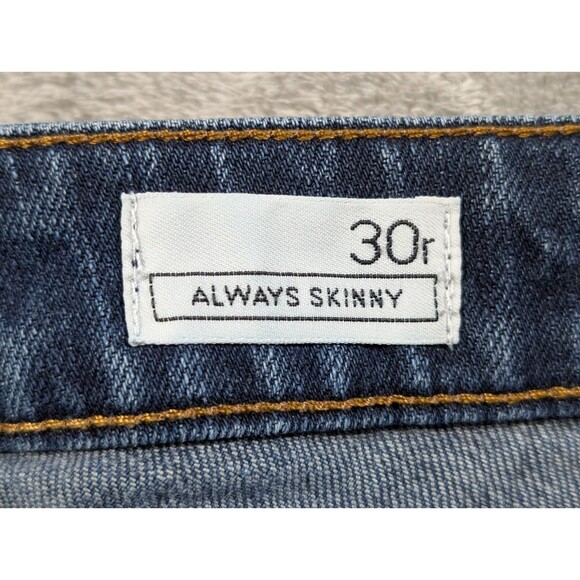 Gap 1969 Always Skinny Jeans Womens 30R Distressed Stretch Ripped Blue Denim - Picture 7 of 12